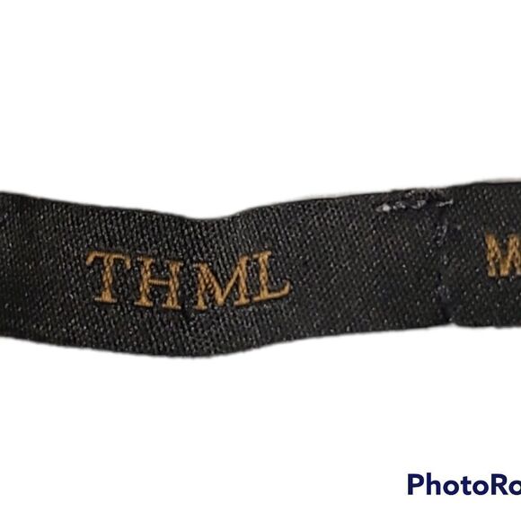 THML by Anthropologie blue white fence print short sleeves casual relaxed top - Picture 2 of 6